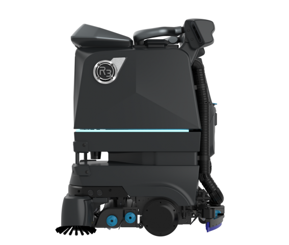 LionsBot R3 Scrub Pro - widok boczny robota szorującego z podwójnymi szczotkami bocznymi